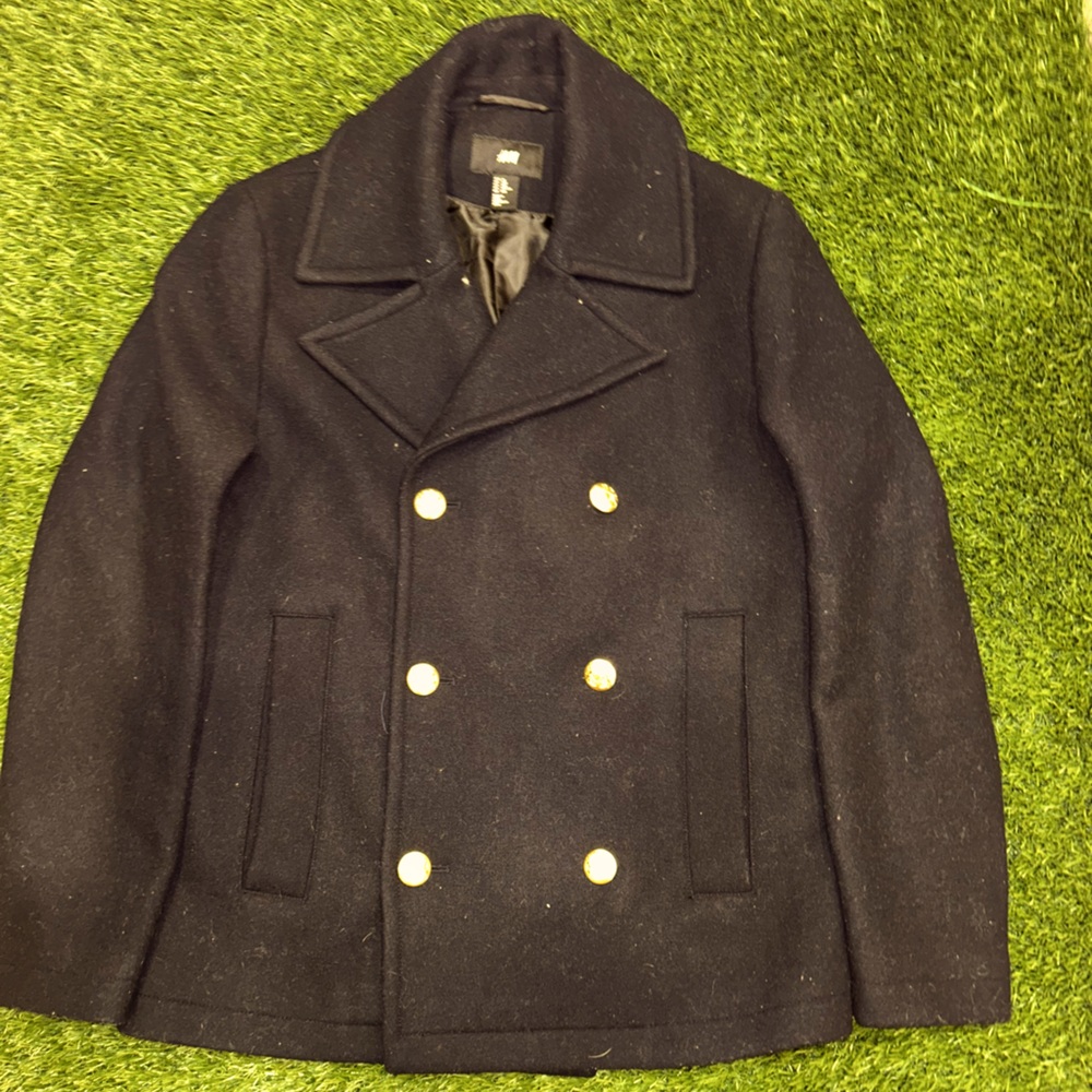 Blue P coat gold buttons
